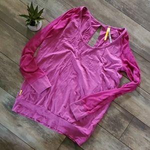 Lole pink long sleeve draped back top